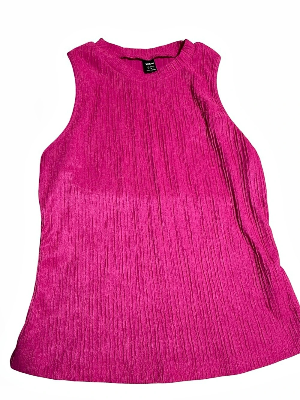 SHEIN Crinkle Tank Top in Pink Size Medium